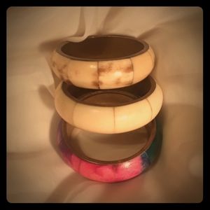3 Beautiful Bangles possible bone layer in brass